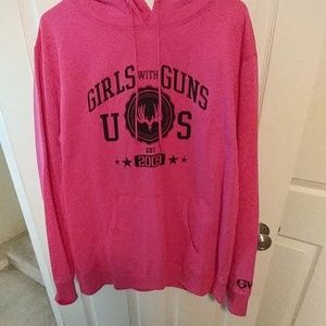 Pink "girls with guns" hoodie